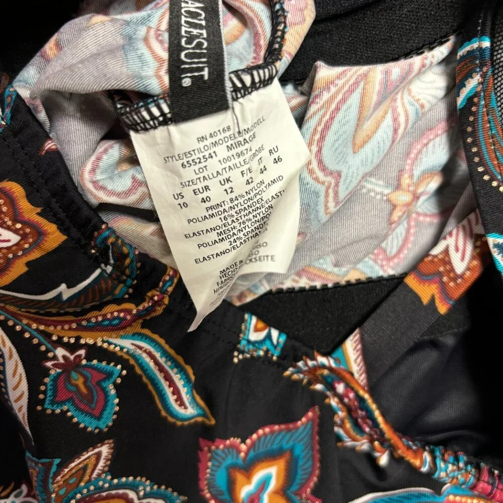 MiracleSuit Mirage Multicolor Floral Underwire Tankini Swim Top‎ Size 10